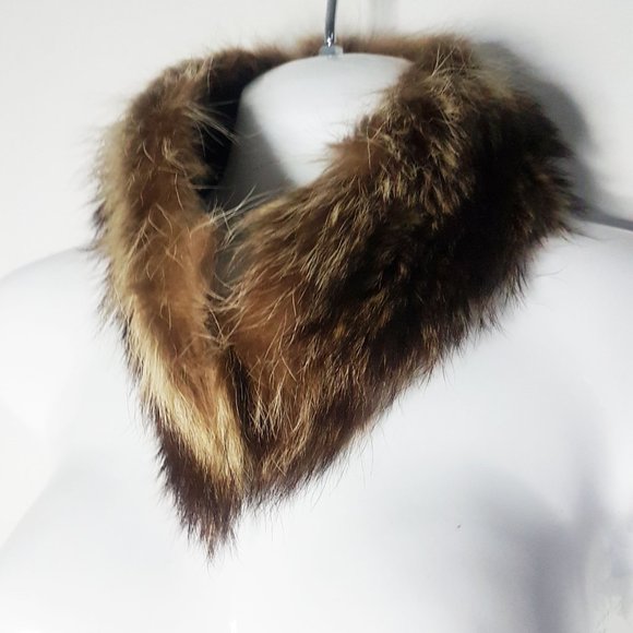 Brown Raccoon Short Fur Scarf, Vintage Raccoon Fur Headband, Raccoon Fur Earmuff - Picture 10 of 10